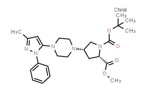 CAS No. 1821705-02-5, 1-(tert-Butyl) 2-methyl (2S,4S)-4-(4-(3-methyl-1-phenyl-1H-pyrazol-5-yl)piperazin-1-yl)pyrrolidine-1,2-dicarboxylate