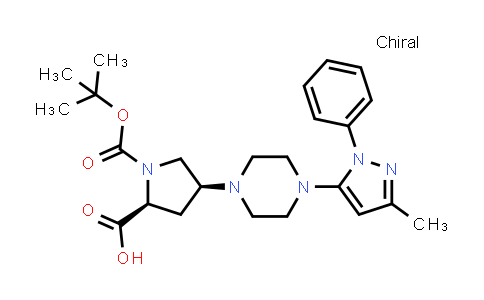 CAS No. 1821705-03-6, (2S,4S)-1-(tert-Butoxycarbonyl)-4-(4-(3-methyl-1-phenyl-1H-pyrazol-5-yl)piperazin-1-yl)pyrrolidine-2-carboxylic acid
