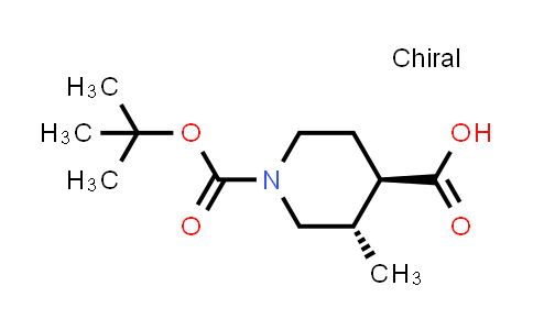 CAS No. 1821782-98-2, (3S,4R)-1-(tert-Butoxycarbonyl)-3-methylpiperidine-4-carboxylic acid