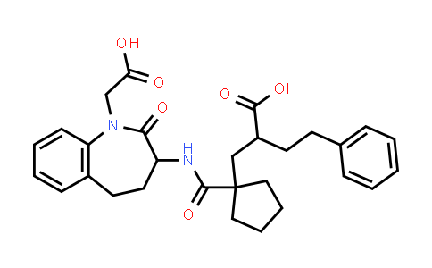 CAS No. 182560-86-7, 3-[[[1-(2-Carboxy-4-phenylbutyl)cyclopentyl]carbonyl]amino]-2,3,4,5-tetrahydro-2-oxo-1H-1-benzazepine-1-acetic acid