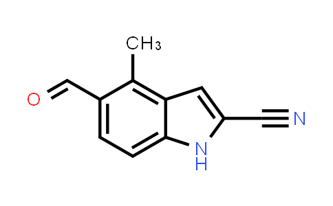 CAS No. 1857296-22-0, 5-Formyl-4-methyl-1H-indole-2-carbonitrile