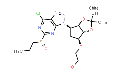 CAS No. 1863036-45-6, 2-(((3aR,4S,6R,6aS)-6-(7-chloro-5-(propylsulfinyl)-3H-[1,2,3]triazolo[4,5-d]pyrimidin-3-yl)-2,2-dimethyltetrahydro-4H-cyclopenta[d][1,3]dioxol-4-yl)oxy)ethan-1-ol