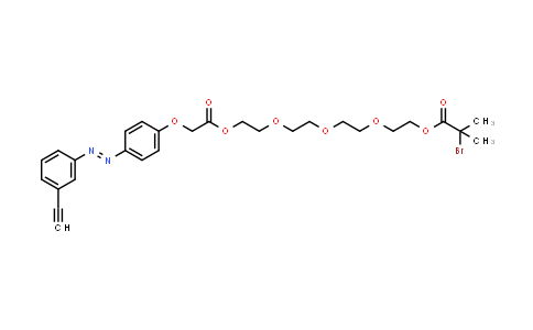 CAS No. 1872365-88-2, (E)-14-(4-((3-Ethynylphenyl)diazenyl)phenoxy)-13-oxo-3,6,9,12-tetraoxatetradecyl 2-bromo-2-methylpropanoate