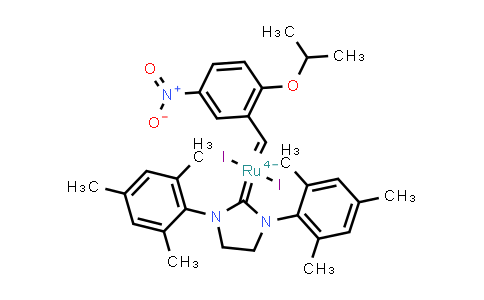 CAS No. 1874264-99-9, [1,3-Bis(2,4,6-trimethylphenyl)imidazolidin-2-ylidene)-(2-i-propoxy-5-nitrobenzylidene) ruthenium(II) diiodide