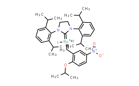 CAS No. 1874265-00-5, [1,3-Bis(2,6-di-i-propylphenyl)imidazolidin-2-ylidene)(2-i-propoxy-5-nitrobenzylidene) ruthenium(II) diiodide