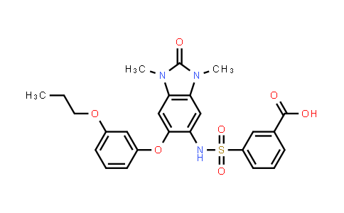 CAS No. 1884199-58-9, 3-(N-(1,3-Dimethyl-2-oxo-6-(3-propoxyphenoxy)-2,3-dihydro-1H-benzo[d]imidazol-5-yl)sulfamoyl)benzoic acid