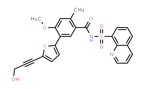 CAS No. 1884574-15-5, 5-(5-(3-hydroxyprop-1-yn-1-yl)thiophen-2-yl)-4-methoxy-2-methyl-N-(quinolin-8-ylsulfonyl)benzamide