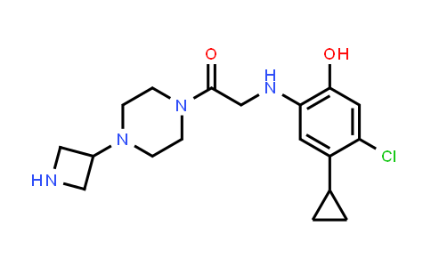 CAS No. 1892568-10-3, 1-(4-(Azetidin-3-yl)piperazin-1-yl)-2-((4-chloro-5-cyclopropyl-2-hydroxyphenyl)amino)ethan-1-one