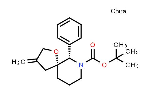 CAS No. 191602-36-5, 1-Oxa-7-azaspiro[4.5]decane-7-carboxylic acid, 3-methylene-6-phenyl-, 1,1-dimethylethyl ester, (5R,6S)-rel-