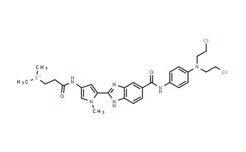 CAS No. 191788-31-5, Sulfonium, [3-[[5-[5-[[[4-[bis(2-chloroethyl)amino]phenyl]amino]carbonyl]-1H-benzimidazol-2-yl]-1-methyl-1H-pyrrol-3-yl]amino]-3-oxopropyl]dimethyl-