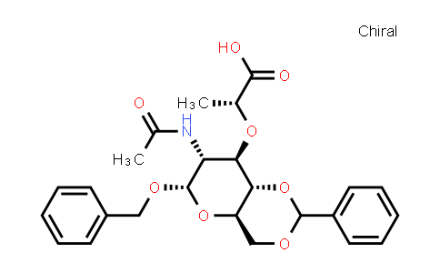 CAS No. 19229-57-3, (2R)-2-(((4aR,6S,7R,8R,8aS)-7-Acetamido-6-(benzyloxy)-2-phenylhexahydropyrano[3,2-d][1,3]dioxin-8-yl)oxy)propanoic acid