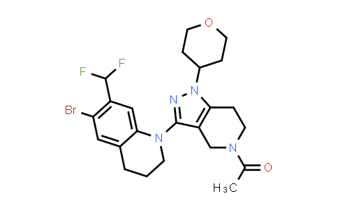 CAS No. 1936429-30-9, 1-(3-(6-Bromo-7-(difluoromethyl)-3,4-dihydroquinolin-1(2H)-yl)-1-(tetrahydro-2H-pyran-4-yl)-1,4,6,7-tetrahydro-5H-pyrazolo[4,3-c]pyridin-5-yl)ethan-1-one
