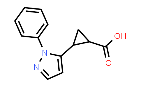 CAS No. 1949816-40-3, 2-(1-Phenyl-1H-pyrazol-5-yl)cyclopropane-1-carboxylic acid