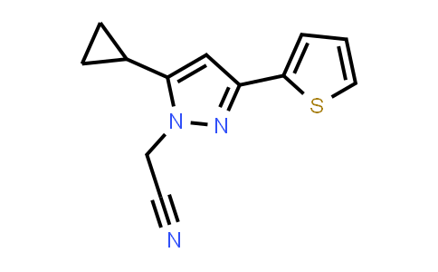 CAS No. 1949836-86-5, 2-(5-Cyclopropyl-3-(thiophen-2-yl)-1H-pyrazol-1-yl)acetonitrile