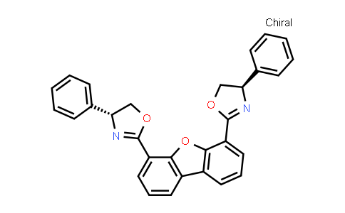 CAS No. 195433-00-2, 4,6-Bis((R)-4-phenyl-4,5-dihydrooxazol-2-yl)dibenzo[b,d]furan