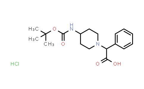 CAS No. 1956306-25-4, 2-(4-((Tert-butoxycarbonyl)amino)piperidin-1-yl)-2-phenylacetic acid hydrochloride