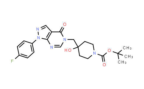 CAS No. 1959555-78-2, tert-Butyl 4-((1-(4-fluorophenyl)-4-oxo-1,4-dihydro-5H-pyrazolo[3,4-d]pyrimidin-5-yl)methyl)-4-hydroxypiperidine-1-carboxylate