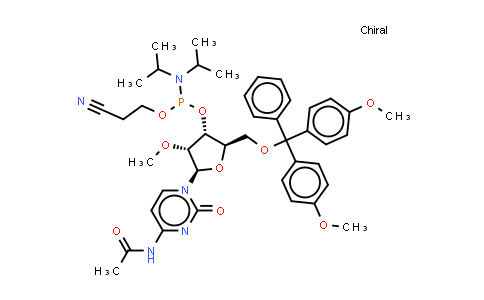 MC537379 | 199593-09-4 | Cytidine, N-acetyl-5'-O-[bis(4-methoxyphenyl)phenylmethyl]-2'-O-methyl-, 3'-[2-cyanoethyl bis(1-methylethyl)phosphoramidite]