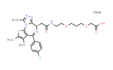 1997304-12-7 | Acetic acid, 2-[3-[2-[[2-[(6S)-4-(4-chlorophenyl)-2,3,9-trimethyl-6H-thieno[3,2-f][1,2,4]triazolo[4,3-a][1,4]diazepin-6-yl]acetyl]amino]ethoxy]propoxy]-