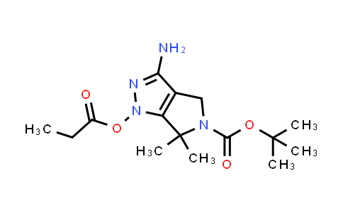 CAS No. 2007915-99-1, Pyrrolo[3,4-c]pyrazole-5(1H)-carboxylic acid, 3-amino-4,6-dihydro-6,6-dimethyl-1-(1-oxopropoxy)-, 1,1-dimethylethyl ester