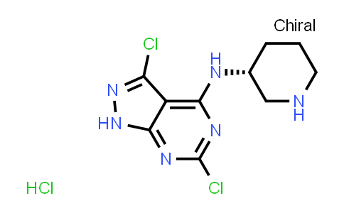 CAS No. 2007916-10-9, (3R)-N-{3,6-dichloro-1H-pyrazolo[3,4-d]pyrimidin-4-yl}piperidin-3-amine hydrochloride