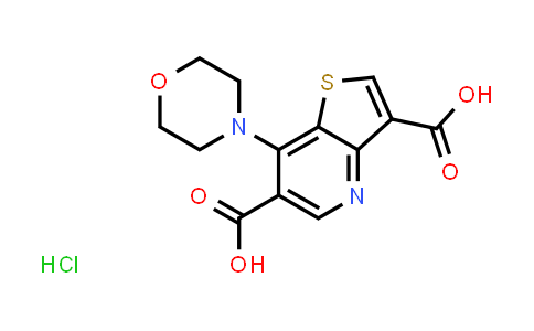 CAS No. 2007920-91-2, Thieno[3,2-b]pyridine-3,6-dicarboxylic acid, 7-(4-morpholinyl)-, hydrochloride (1:1)