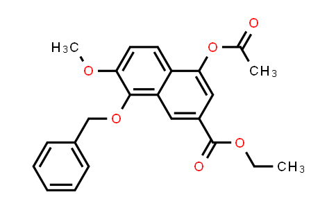 CAS No. 2011-01-0, 2-Naphthalenecarboxylic acid, 4-(acetyloxy)-7-methoxy-8-(phenylmethoxy)-, ethyl ester