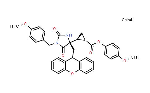 CAS No. 201851-12-9, 4-Methoxyphenyl (1S,2S)-2-((R)-4-((9H-xanthen-9-yl)methyl)-1-(4-methoxybenzyl)-2,5-dioxoimidazolidin-4-yl)cyclopropane-1-carboxylate