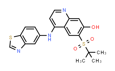 CAS No. 2027561-86-8, 4-(Benzo[d]thiazol-5-ylamino)-6-(tert-butylsulfonyl)quinolin-7-ol