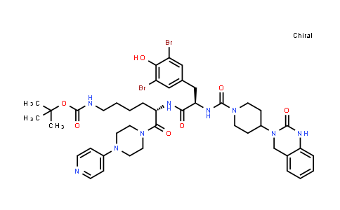 CAS No. 204696-52-6, Carbamic acid, [(5S)-5-[[(2R)-3-(3,5-dibromo-4-hydroxyphenyl)-2-[[[4-(1,4-dihydro-2-oxo-3(2H)-quinazolinyl)-1-piperidinyl]carbonyl]amino]-1-oxopropyl]amino]-6-oxo-6-[4-(4-pyridinyl)-1-piperazinyl]hexyl]-, 1,1-dimethylethyl ester (9CI)