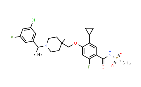 CAS No. 2048237-38-1, Benzamide, 4-[[1-[1-(3-chloro-5-fluorophenyl)ethyl]-4-fluoro-4-piperidinyl]methoxy]-5-cyclopropyl-2-fluoro-N-(methylsulfonyl)-