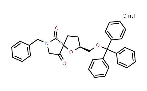 CAS No. 205495-55-2, 1-Oxa-7-azaspiro[4.4]nonane-6,9-dione, 7-(phenylmethyl)-2-[(triphenylmethoxy)methyl]-, (2S,5R)-