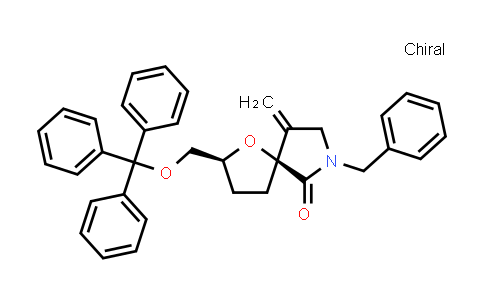 CAS No. 205495-56-3, 1-Oxa-7-azaspiro[4.4]nonan-6-one, 9-methylene-7-(phenylmethyl)-2-[(triphenylmethoxy)methyl]-, (2S,5S)-