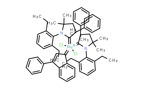 CAS No. 2055540-61-7, Bis(1-(2,6-diethylphenyl)-3,5,5-trimethyl-3-phenylpyrrolidin-2-ylidene)(3-phenyl-1H-inden-1-ylidene)ruthenium(II) dichloride