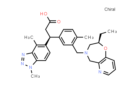 CAS No. 2055784-75-1, (S)-3-(1,4-Dimethyl-1H-benzo[d][1,2,3]triazol-5-yl)-3-(3-(((R)-2-ethyl-2,3-dihydropyrido[2,3-f][1,4]oxazepin-4(5H)-yl)methyl)-4-methylphenyl)propanoic acid