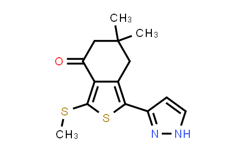 CAS No. 207307-44-6, 6,6-Dimethyl-3-(methylthio)-1-(1H-pyrazol-3-yl)-6,7-dihydrobenzo[c]thiophen-4(5H)-one