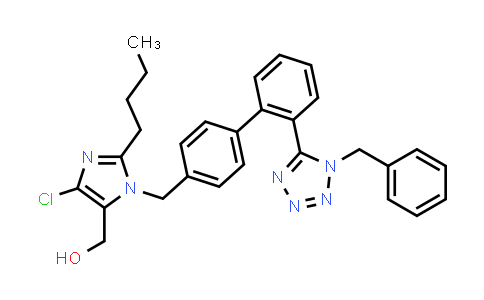 CAS No. 207400-81-5, 1H-Imidazole-5-methanol, 2-butyl-4-chloro-1-[[2'-[1-(phenylmethyl)-1H-tetrazol-5-yl][1,1'-biphenyl]-4-yl]methyl]-