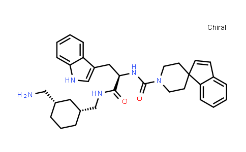 CAS No. 208705-93-5, N-((R)-1-((((1R,3S)-3-(Aminomethyl)cyclohexyl)methyl)amino)-3-(1H-indol-3-yl)-1-oxopropan-2-yl)spiro[indene-1,4'-piperidine]-1'-carboxamide