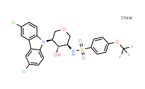 DY539112 | 2088956-21-0 | N-((3R,4R,5S)-5-(3,6-Dichloro-9H-carbazol-9-yl)-4-hydroxytetrahydro-2H-pyran-3-yl)-4-(trifluoromethoxy)benzenesulfonamide