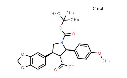 CAS No. 209214-30-2, 1,3-Pyrrolidinedicarboxylic acid, 4-(1,3-benzodioxol-5-yl)-2-(4-methoxyphenyl)-, 1-(1,1-dimethylethyl) ester, (2R,3R,4S)-