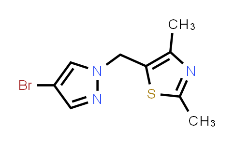 CAS No. 2098049-75-1, 5-[(4-Bromo-1H-pyrazol-1-yl)methyl]-2,4-dimethyl-1,3-thiazole