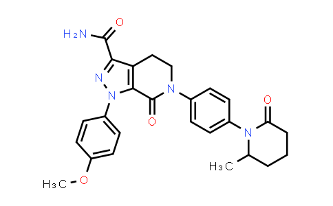 CAS No. 2098457-92-0, 1-(4-Methoxyphenyl)-6-(4-(2-methyl-6-oxopiperidin-1-yl)phenyl)-7-oxo-4,5,6,7-tetrahydro-1H-pyrazolo[3,4-c]pyridine-3-carboxamide