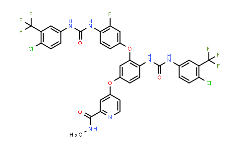CAS No. 2098799-13-2, 4-(4-(3-(4-Chloro-3-(trifluoromethyl)phenyl)ureido)-3-(4-(3-(4-chloro-3-(trifluoromethyl)phenyl)ureido)-3-fluorophenoxy)phenoxy)-N-methylpicolinamide