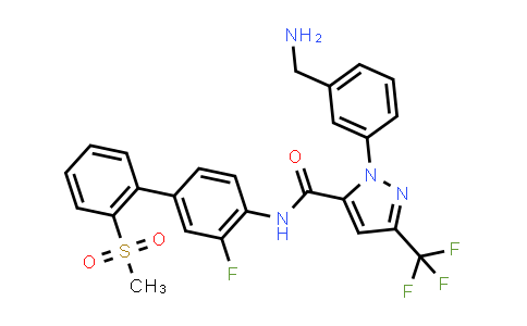 CAS No. 209957-47-1, 1H-Pyrazole-5-carboxamide, 1-[3-(aminomethyl)phenyl]-N-[3-fluoro-2'-(methylsulfonyl)[1,1'-biphenyl]-4-yl]-3-(trifluoromethyl)-