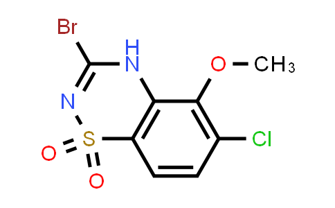 MC539674 | 2100839-45-8 | 3-Bromo-6-chloro-5-methoxy-4H-benzo[e][1,2,4]thiadiazine 1,1-dioxide