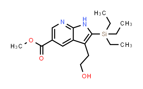 CAS No. 211308-85-9, 1H-Pyrrolo[2,3-b]pyridine-5-carboxylic acid, 3-(2-hydroxyethyl)-2-(triethylsilyl)-, methyl ester