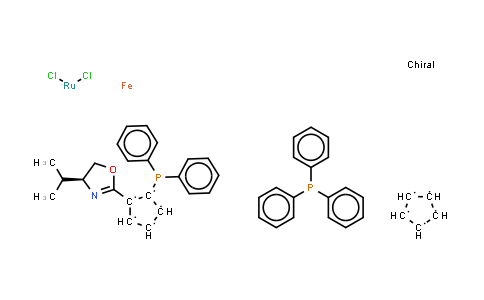 CAS No. 212133-11-4, (S)-2-[(SP)-2-(Diphenylphosphino)ferrocenyl]-4-isopropyl-2-oxazoline triphenylphosphine ruthenium(II) dichloride Complex