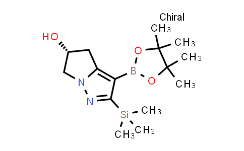 CAS No. 2135831-71-7, (R)-3-(4,4,5,5-Tetramethyl-1,3,2-dioxaborolan-2-yl)-2-(trimethylsilyl)-5,6-dihydro-4H-pyrrolo[1,2-b]pyrazol-5-ol