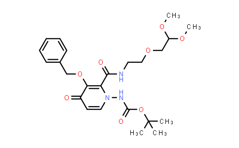 CAS No. 2136287-61-9, tert-Butyl (3-(benzyloxy)-2-((2-(2,2-dimethoxyethoxy)ethyl)carbamoyl)-4-oxopyridin-1(4H)-yl)carbamate