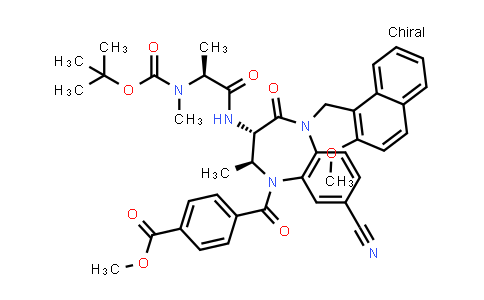 CAS No. 2158322-16-6, Methyl 4-((2S,3S)-3-((S)-2-((tert-butoxycarbonyl)(methyl)amino)propanamido)-8-cyano-5-((2-methoxynaphthalen-1-yl)methyl)-2-methyl-4-oxo-2,3,4,5-tetrahydro-1H-benzo[b][1,4]diazepine-1-carbonyl)benzoate